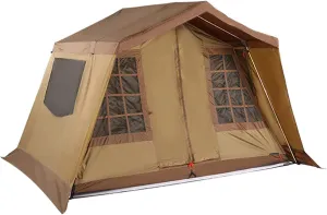 5-6 Person Camping Teepee Tent/Instant for Camping Windproof Dome Family Tents for Camping Hiking and Outdoor, Portable Tent with Carry Bag, for 3 Sea (Brown 310 * 210 * 260cm)