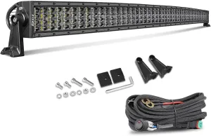 50 Inch Curved LED Light Bar, Niking Auto Quad Row LED Driving Work Light Spot Flood Combo Beam Off Road Lights with Wiring Harness Kit Fog Light Roof Bar for Trucks SUV Pickup Wrangler JK JL 4WD
