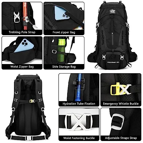 50L Hiking Backpack Men Camping Backpack with Rain Cover
