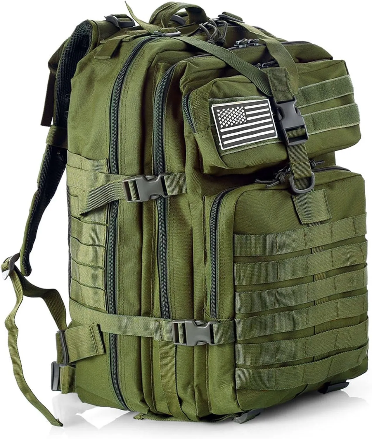 50L Sturdy Nylon Waterproof Fishing Hunting Backpack Outdoor Military Rucksacks Tactical Sports Camping Hiking Bags (Green)