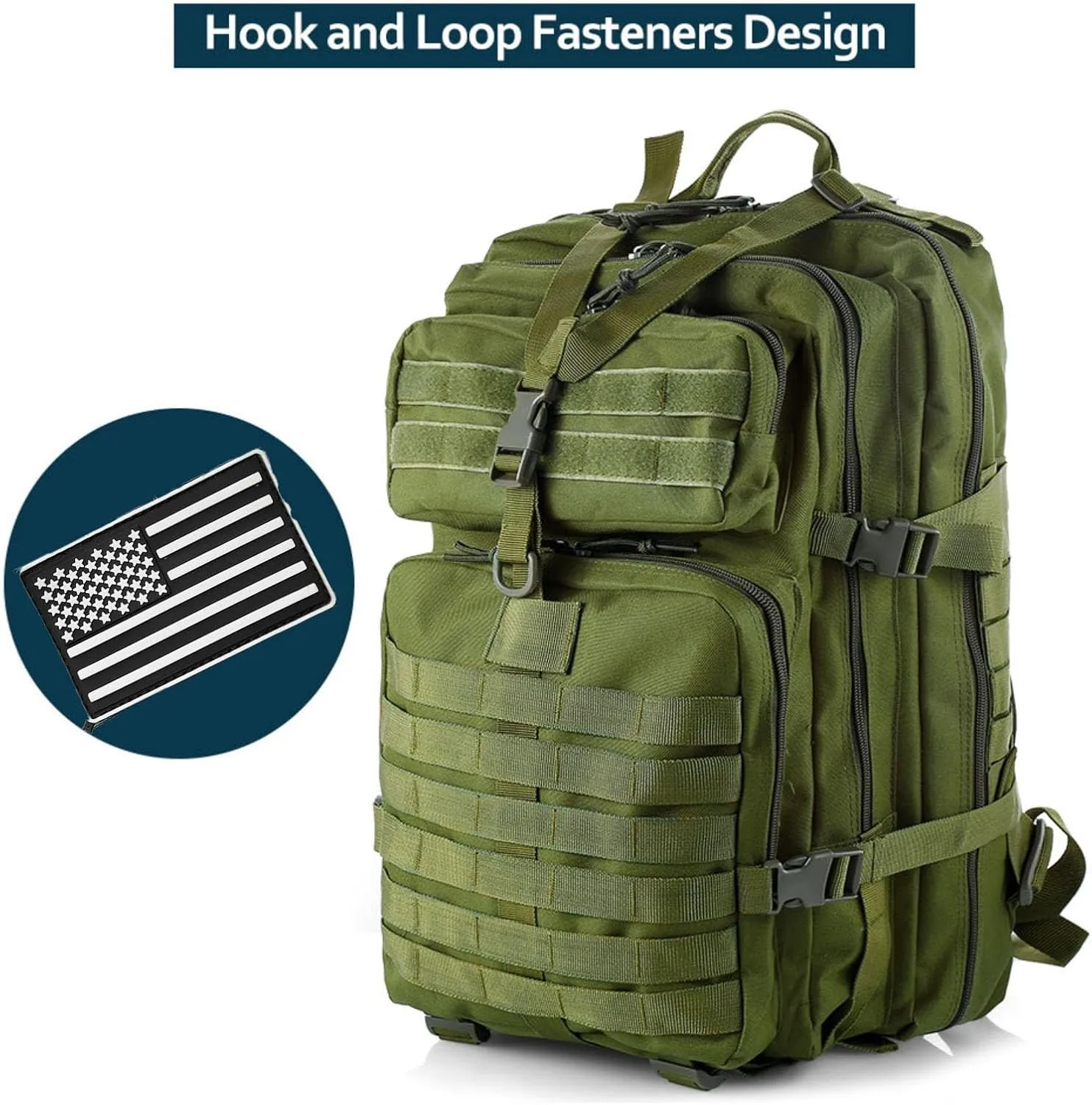 50L Sturdy Nylon Waterproof Fishing Hunting Backpack Outdoor Military Rucksacks Tactical Sports Camping Hiking Bags (Green)