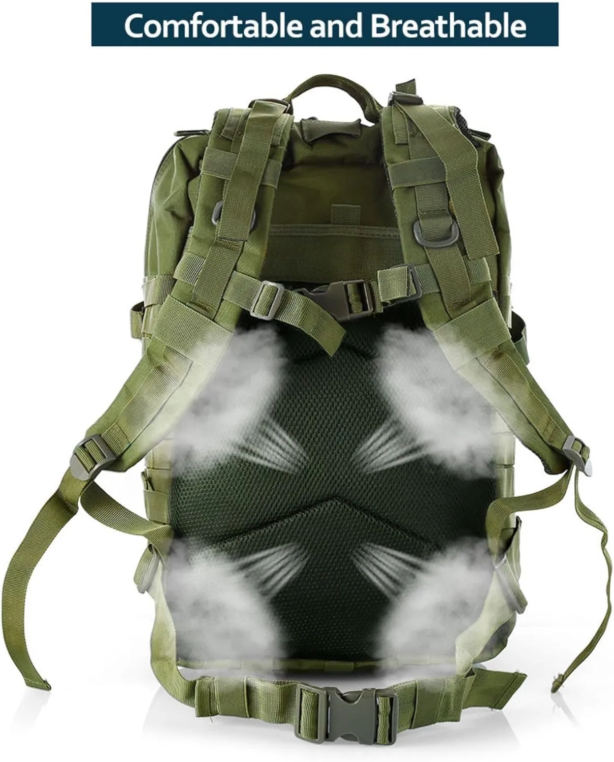 50L Sturdy Nylon Waterproof Fishing Hunting Backpack Outdoor Military Rucksacks Tactical Sports Camping Hiking Bags (Green)