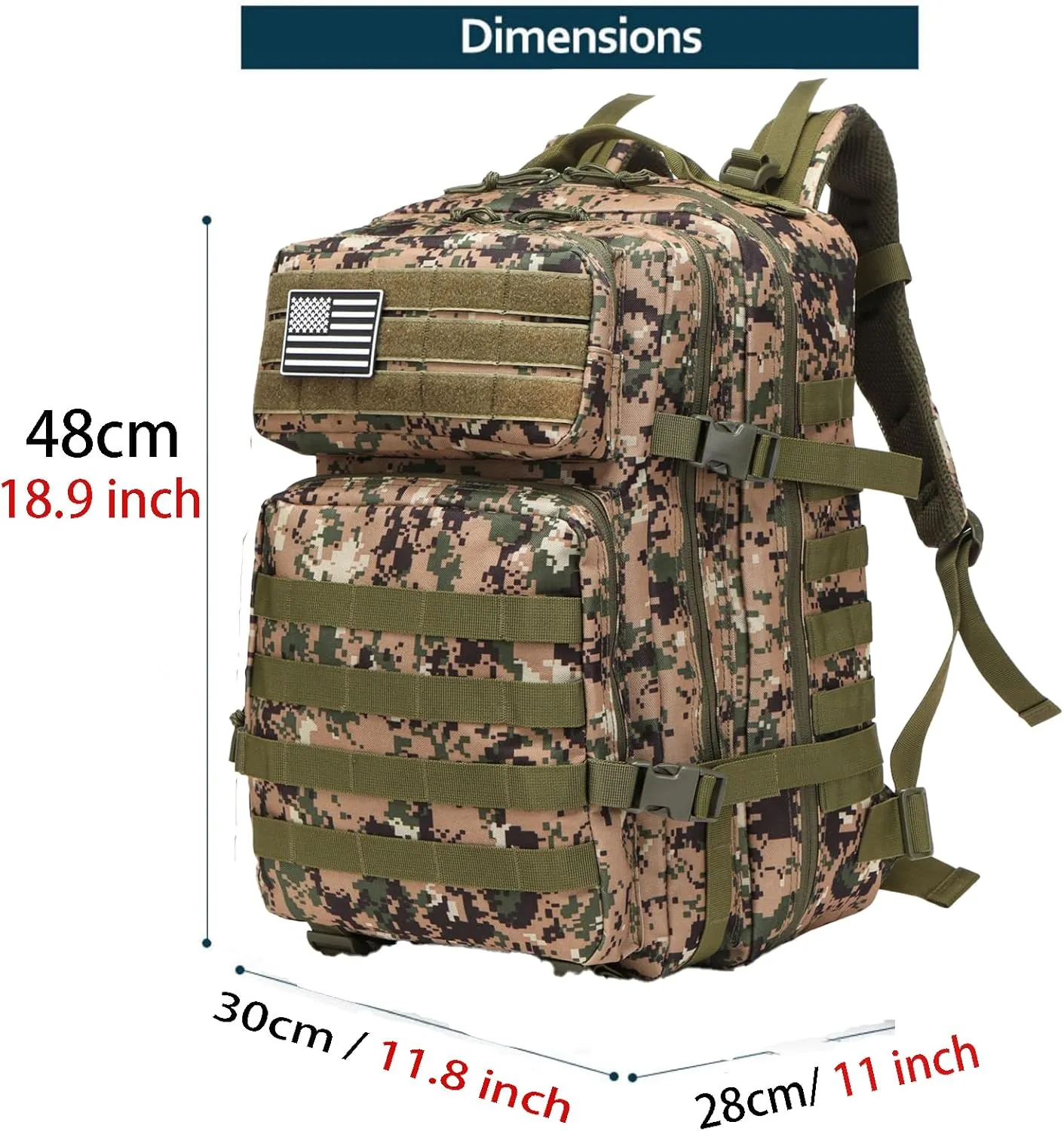 50L Sturdy Waterproof Fishing Hunting Bag Outdoor Military Tactical Sports Fitness Camping Hiking GYM Bag Backpacks (Camouflage green)