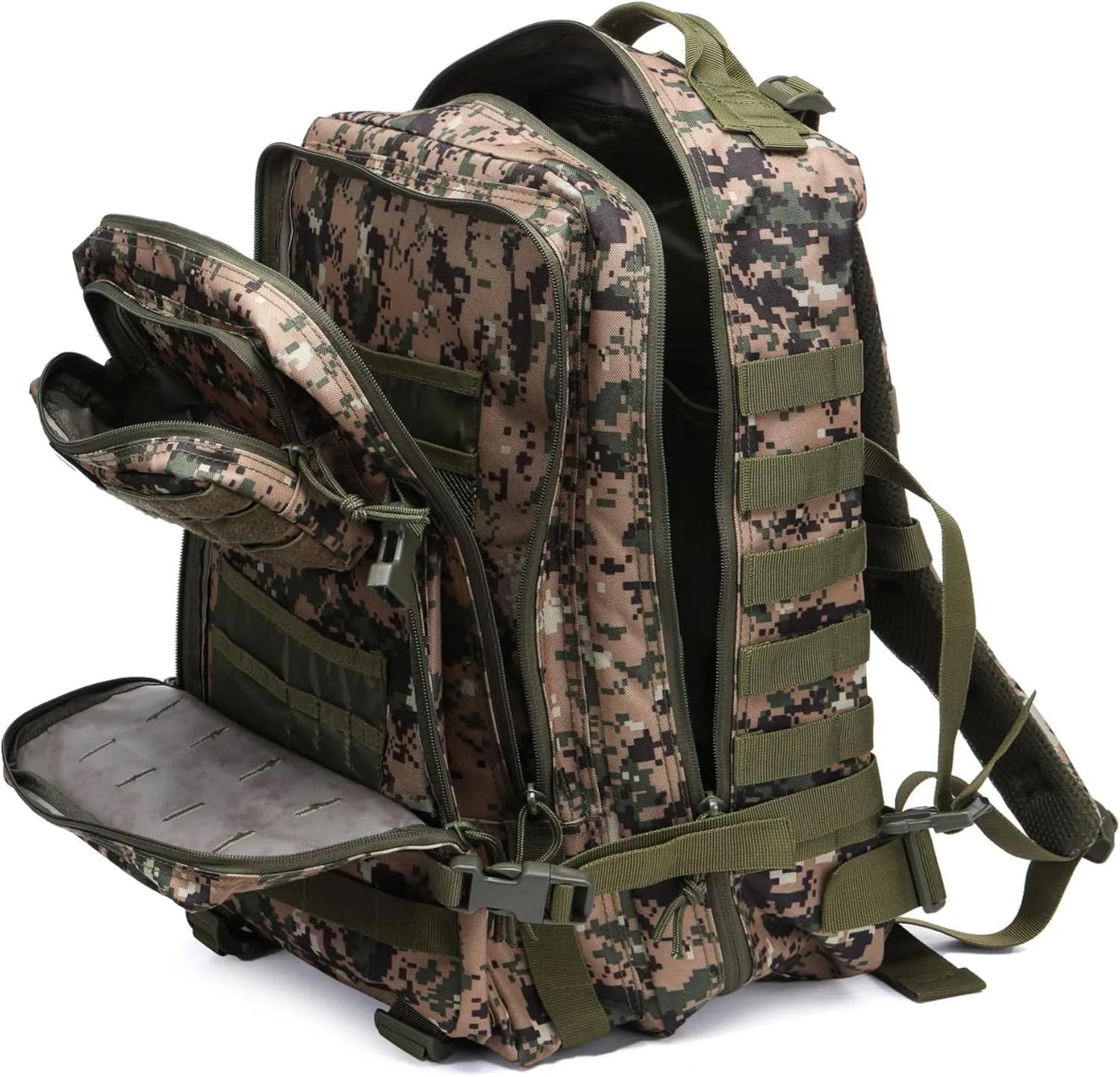 50L Sturdy Waterproof Fishing Hunting Bag Outdoor Military Tactical Sports Fitness Camping Hiking GYM Bag Backpacks (Camouflage green)