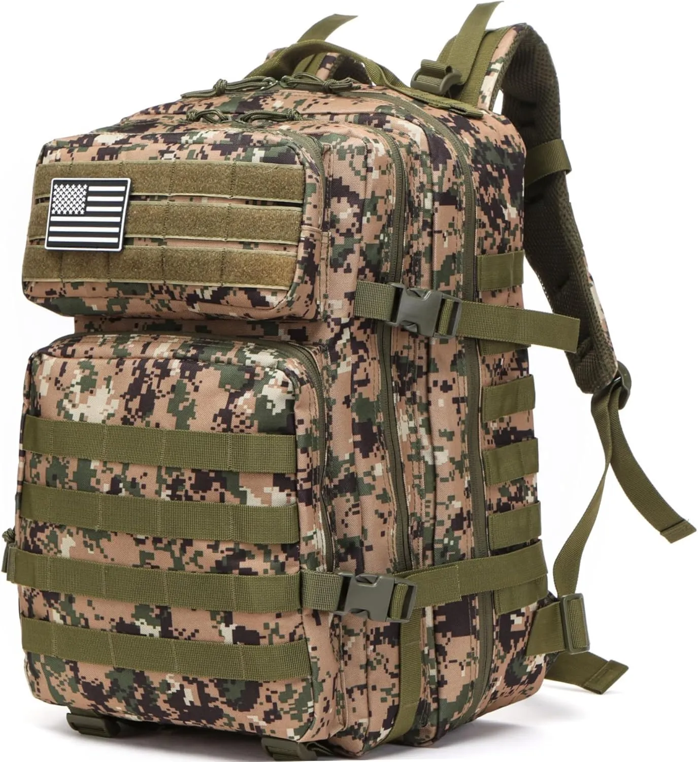 50L Sturdy Waterproof Fishing Hunting Bag Outdoor Military Tactical Sports Fitness Camping Hiking GYM Bag Backpacks (Camouflage green)