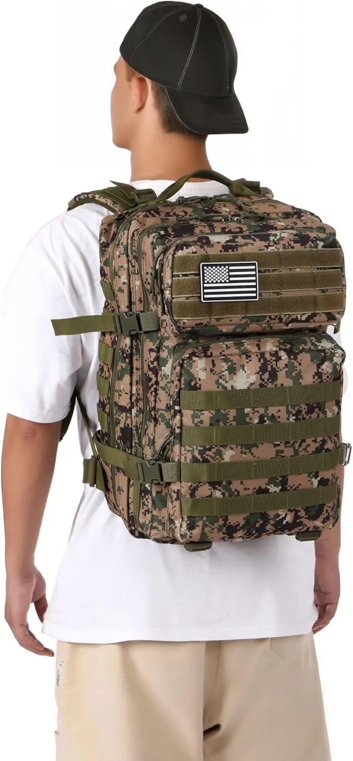 50L Sturdy Waterproof Fishing Hunting Bag Outdoor Military Tactical Sports Fitness Camping Hiking GYM Bag Backpacks (Camouflage green)