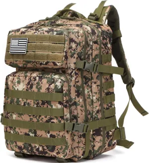 50L Sturdy Waterproof Fishing Hunting Bag Outdoor Military Tactical Sports Fitness Camping Hiking GYM Bag Backpacks (Camouflage green)