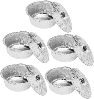 5Pcs Camping Aluminum Foil Pots with Lids Cooking Containers for Bbq Picnics Parties Recyclable Moisture for Outdoor Use