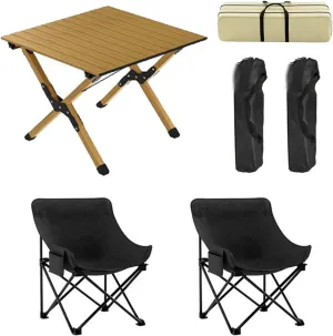 60cm Folding Table with airs, Aluminum Roll-up Camping Table Portable Collapsible airs Lightweight Garden Table for BBQ Camping Outdoors