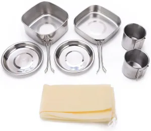 6Pcs Camping Cookware Stainless Steel Portable Anti ‑ Corrosion Camp Cooking Set Camping Essentials Camping Kitchen Essentials Camping Utensils Camping Accessories