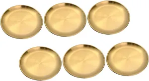 6Pcs Stainless Steel Plates Portable Snack Dishes for Outdoor Camping Picnics and Barbecues Fingerprint Resistant Dessert Plates for Adults
