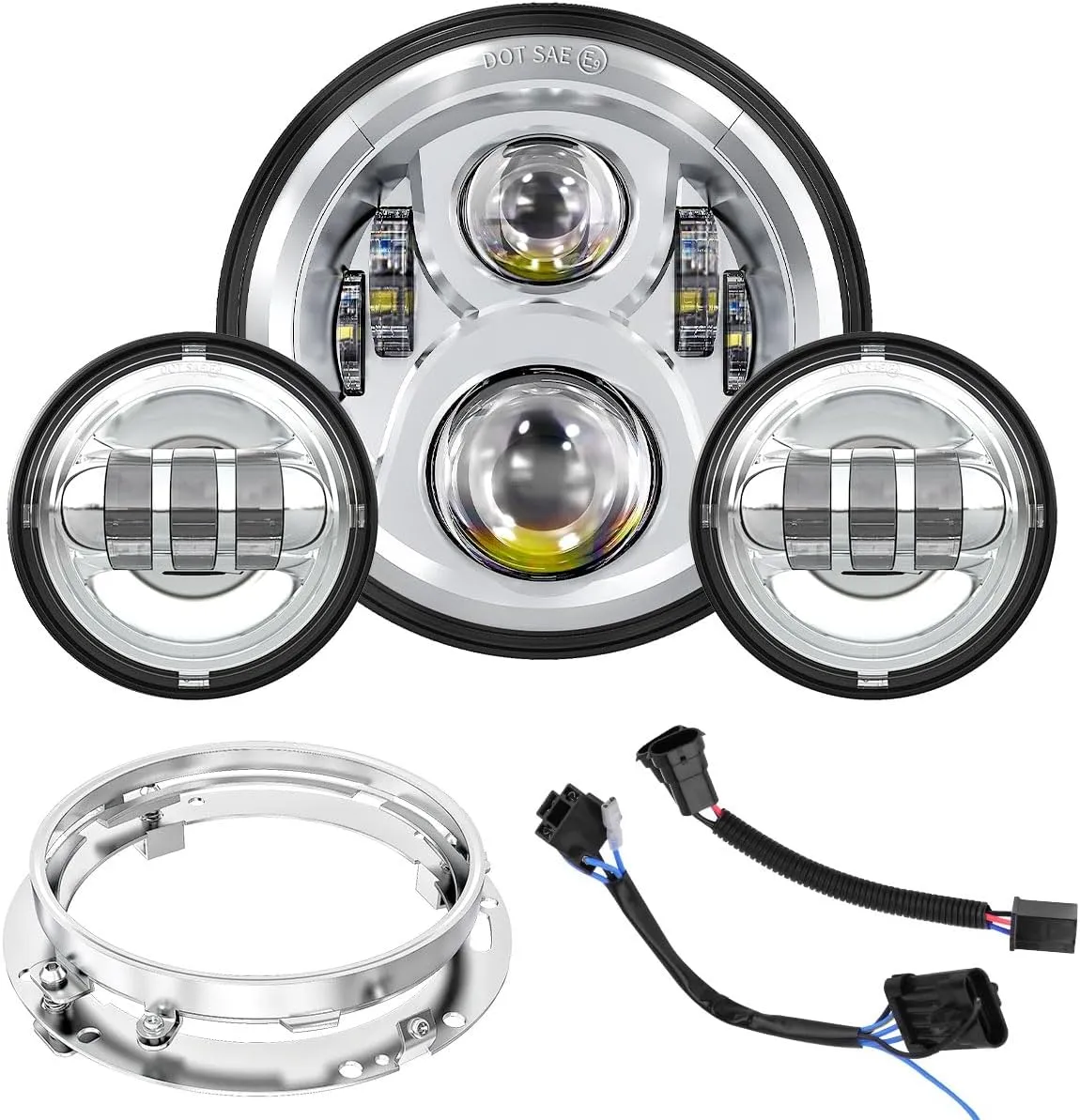 7 Inch LED Headlight Fog Passing Lights for Touring Road King Ultra Classic Electra Street Glide Tri CVO Heritage Softail Slim Deluxe Fatboy