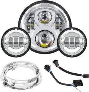 7 Inch LED Headlight Fog Passing Lights for Touring Road King Ultra Classic Electra Street Glide Tri CVO Heritage Softail Slim Deluxe Fatboy