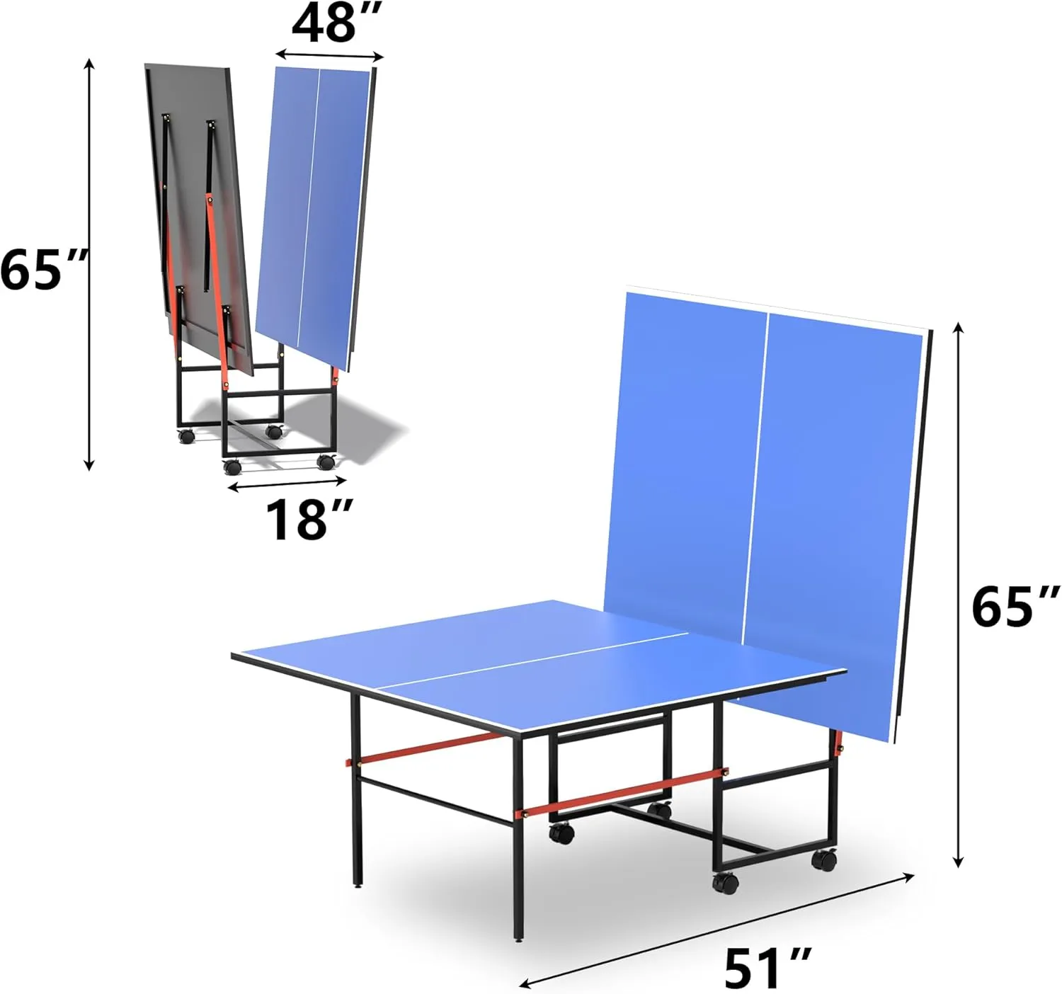 8ft Mid-Size Table Tennis Table,Multiple Styles, 2 Table Tennis Paddles and 3 Balls, Foldable for Easy Storage with Nets Included, Perfect for Family Game Rooms