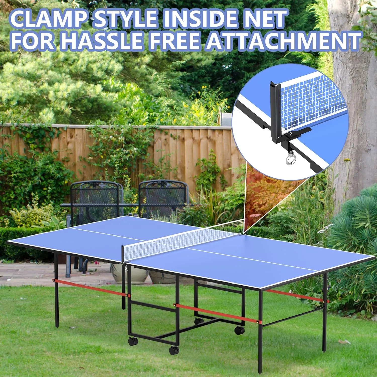 8ft Mid-Size Table Tennis Table,Multiple Styles, 2 Table Tennis Paddles and 3 Balls, Foldable for Easy Storage with Nets Included, Perfect for Family Game Rooms