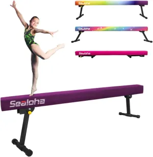 8ft Ultrasimple Adjustable&Foldable Balance Beam,High-Low Floor Beam Suede Gymnastics Equipment,No Tool Require, Gymnastics Beam for Training&Professional HomeTraining