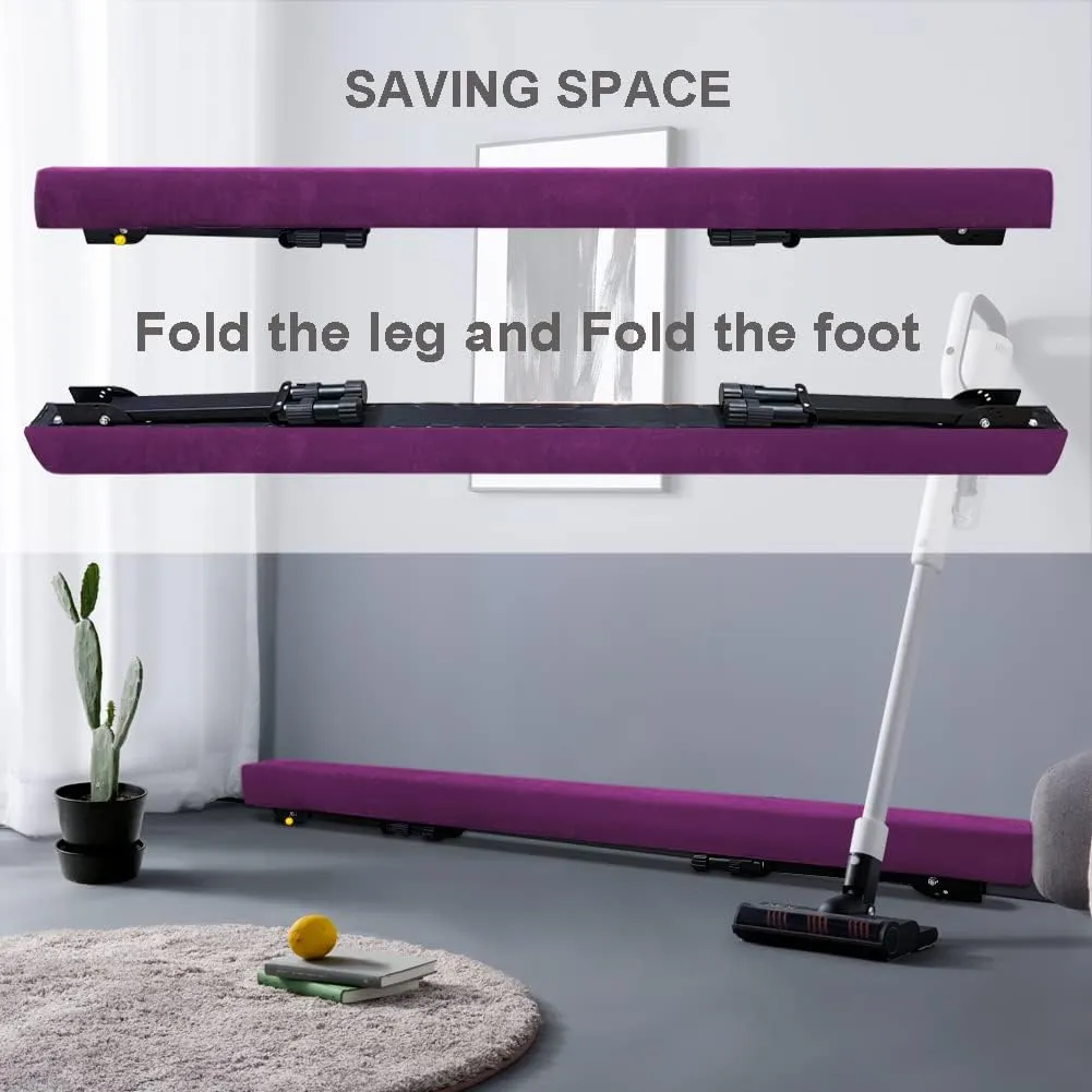 8ft Ultrasimple Adjustable&Foldable Balance Beam,High-Low Floor Beam Suede Gymnastics Equipment,No Tool Require, Gymnastics Beam for Training&Professional HomeTraining