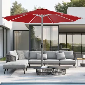 9ft Outdoor Patio Umbrella - Market Table Aluminum Umbrella, 5-Year Fade Resistant - UPF50  UV Protection with Push Button Tilt, Crank for Pool Deck and Garden (Burgundy Red)