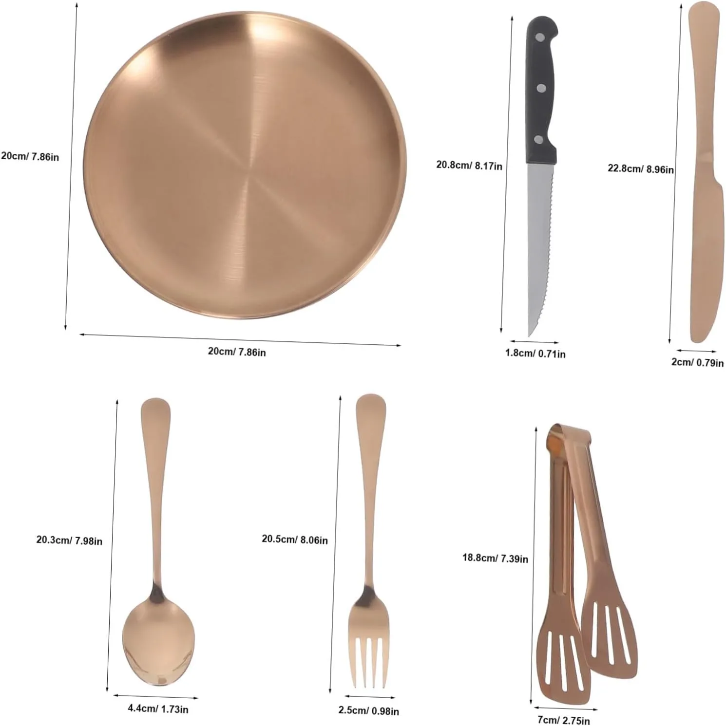 ABOOFAN Portable Dinner Tableware 6-piece Folding Silverware Stainless Steel Cutlery Case Camping Cutlery Set