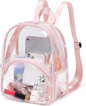 abshoo Clear Mini Backpack for Stadium Events Approved 12 x6 x12 Clear Bag Transparent Backpacks for Girls Women (Light Pink)