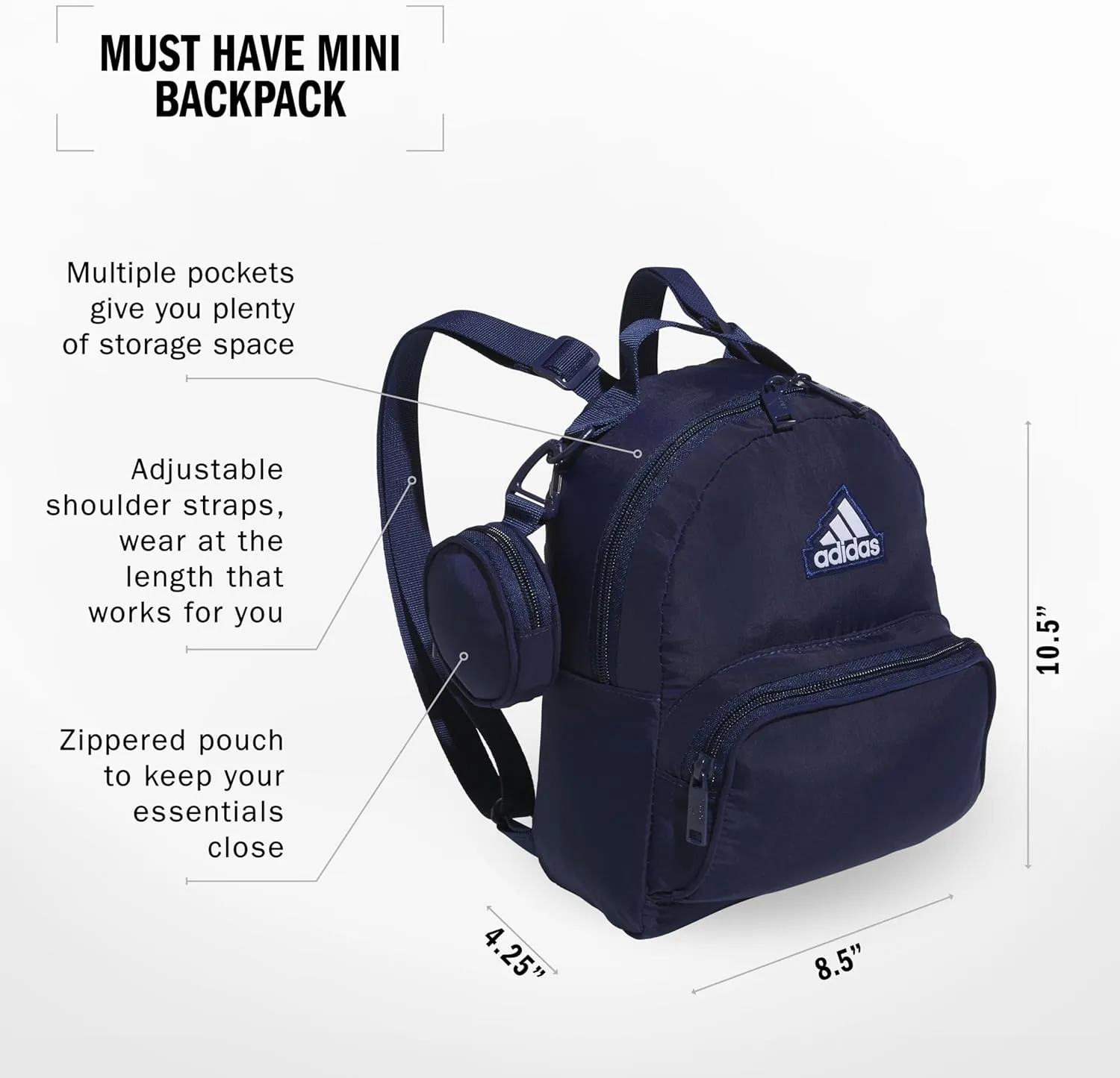 adidas Must Have Mini Backpack, Small Festivals and Travel, Dark Blue, One Size