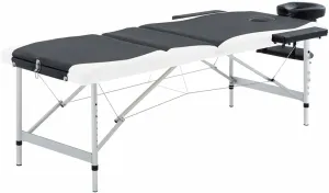 Adjustable 3-Zone Foldable Massage Table with Comfortable Foam, Aluminum Frame, Black and White Design