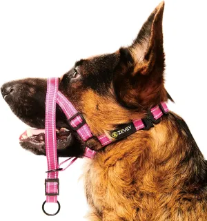 Adjustable Dog Head Halter with Safety Strap, Soft Padded Dog Head Collar for Small Medium Large Dogs, No-Pull Dog Harness for Training and Walking (X-Large, Pink)