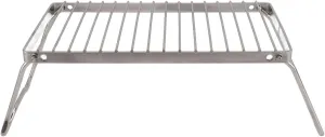 Adjustable Height Stainless Steel Folding Camping Grate, Thicker Camp Fire Cooking Racks Draining Grill for Outdoor, with Folding Stand for Backpacking Grill