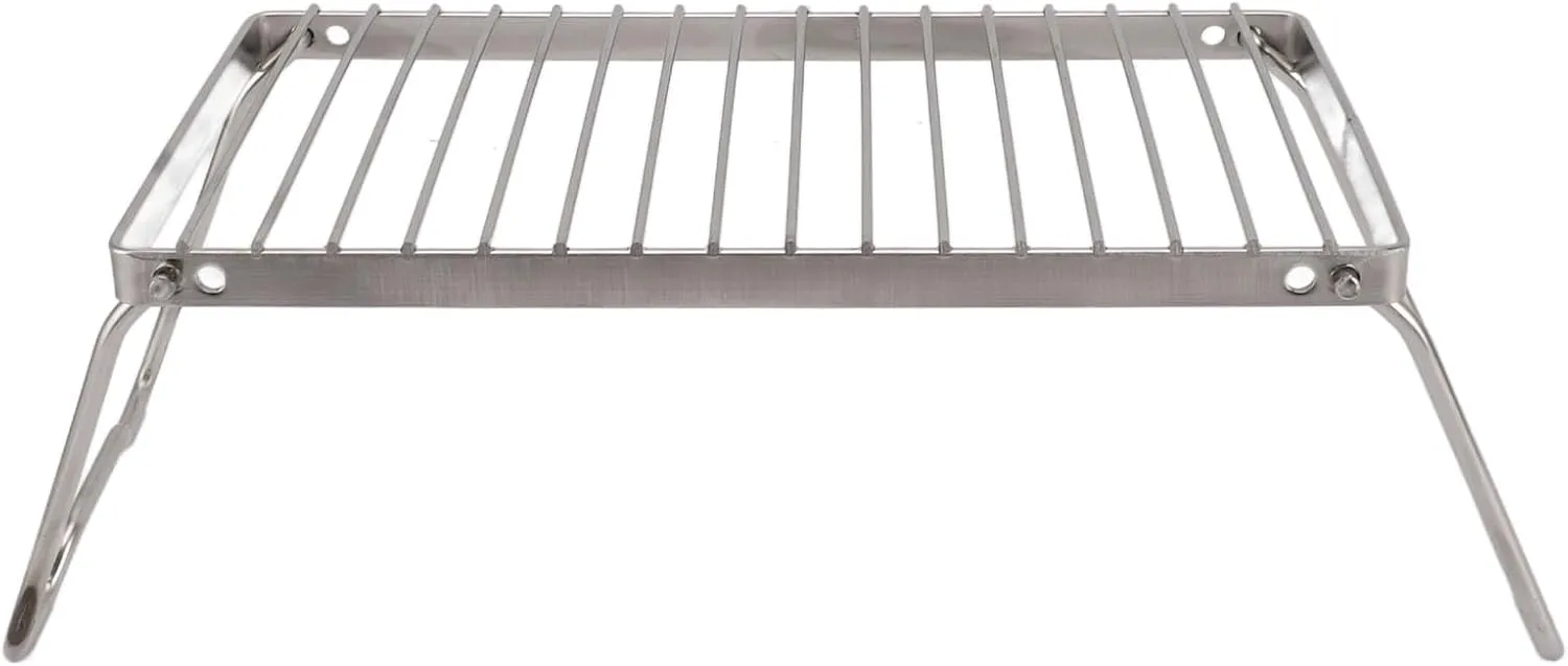 Adjustable Height Stainless Steel Folding Camping Grate, Thicker Camp Fire Cooking Racks Draining Grill for Outdoor, with Folding Stand for Backpacking Grill
