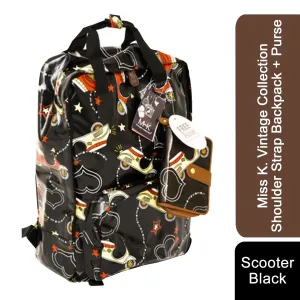 Adjustable Shoulder Strap Backpack With Zipped Closure   Purse - Scoot/Black