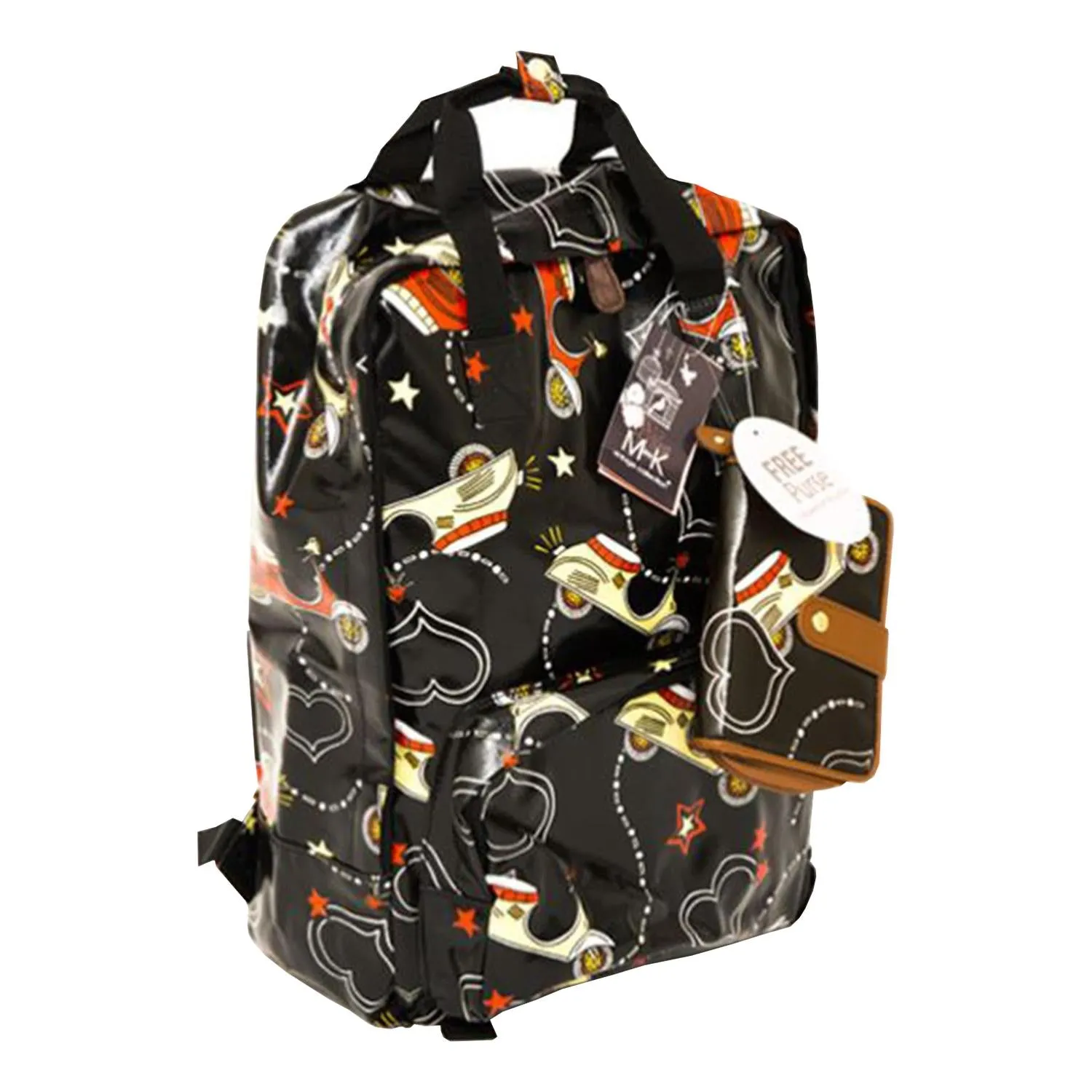 Adjustable Shoulder Strap Backpack With Zipped Closure   Purse - Scoot/Black