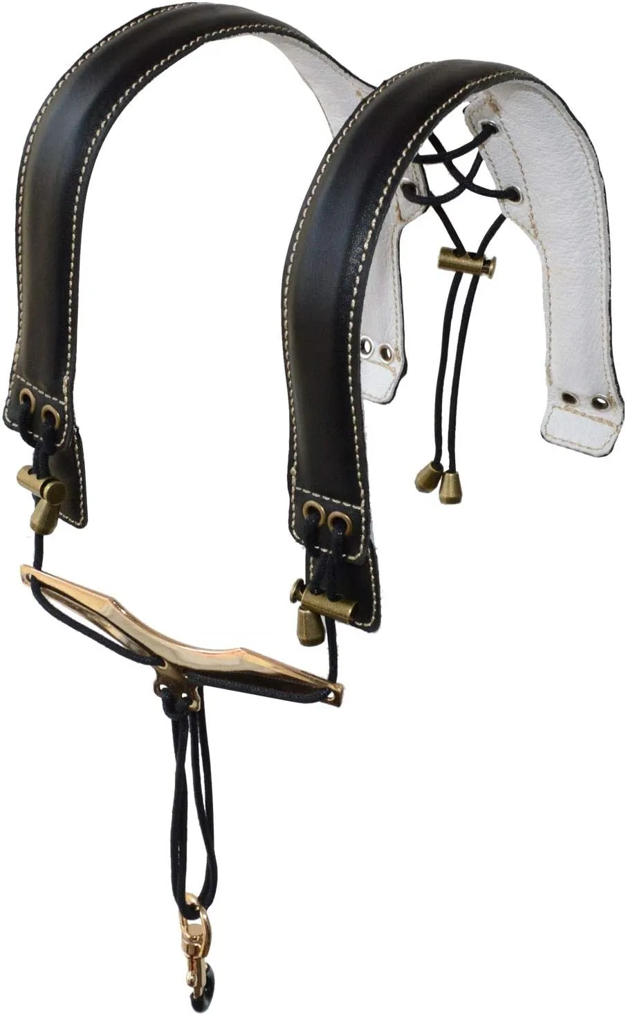 adorence Saxophone Shoulder Strap - Handmade Leather Saxophone Harness Strap, No Neck Stress, Lengthened for Tenor/Baritone/Alto - Black