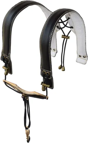 adorence Saxophone Shoulder Strap - Handmade Leather Saxophone Harness Strap, No Neck Stress, Lengthened for Tenor/Baritone/Alto - Black