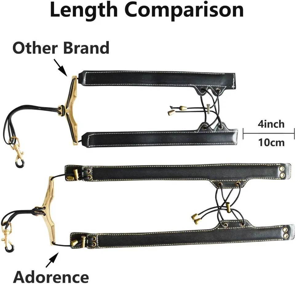 adorence Saxophone Shoulder Strap - Handmade Leather Saxophone Harness Strap, No Neck Stress, Lengthened for Tenor/Baritone/Alto - Black