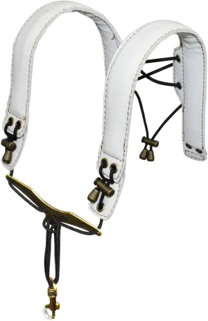 adorence Saxophone Shoulder Strap - Handmade Leather Saxophone Harness Strap, No Neck Stress, Lengthened for Tenor/Baritone/Alto - White
