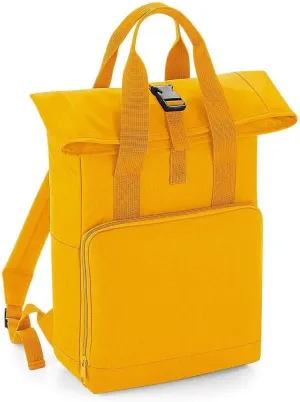 Adults Travel Use Shoulder Strap Clip Closure Twin Handle Roll Top Backpack Mustard One Size