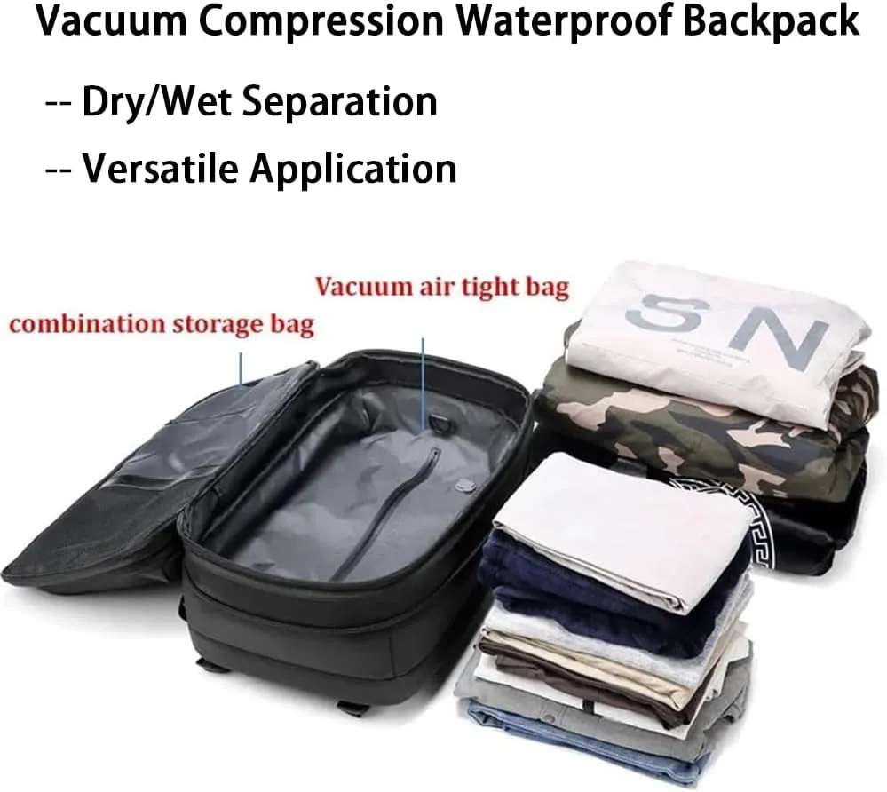 Aeropack Backpack, 60L Aeropack Expandable Vacuum Seal Compression Travel Waterproof Backpack with Electric Air Pump (Green)