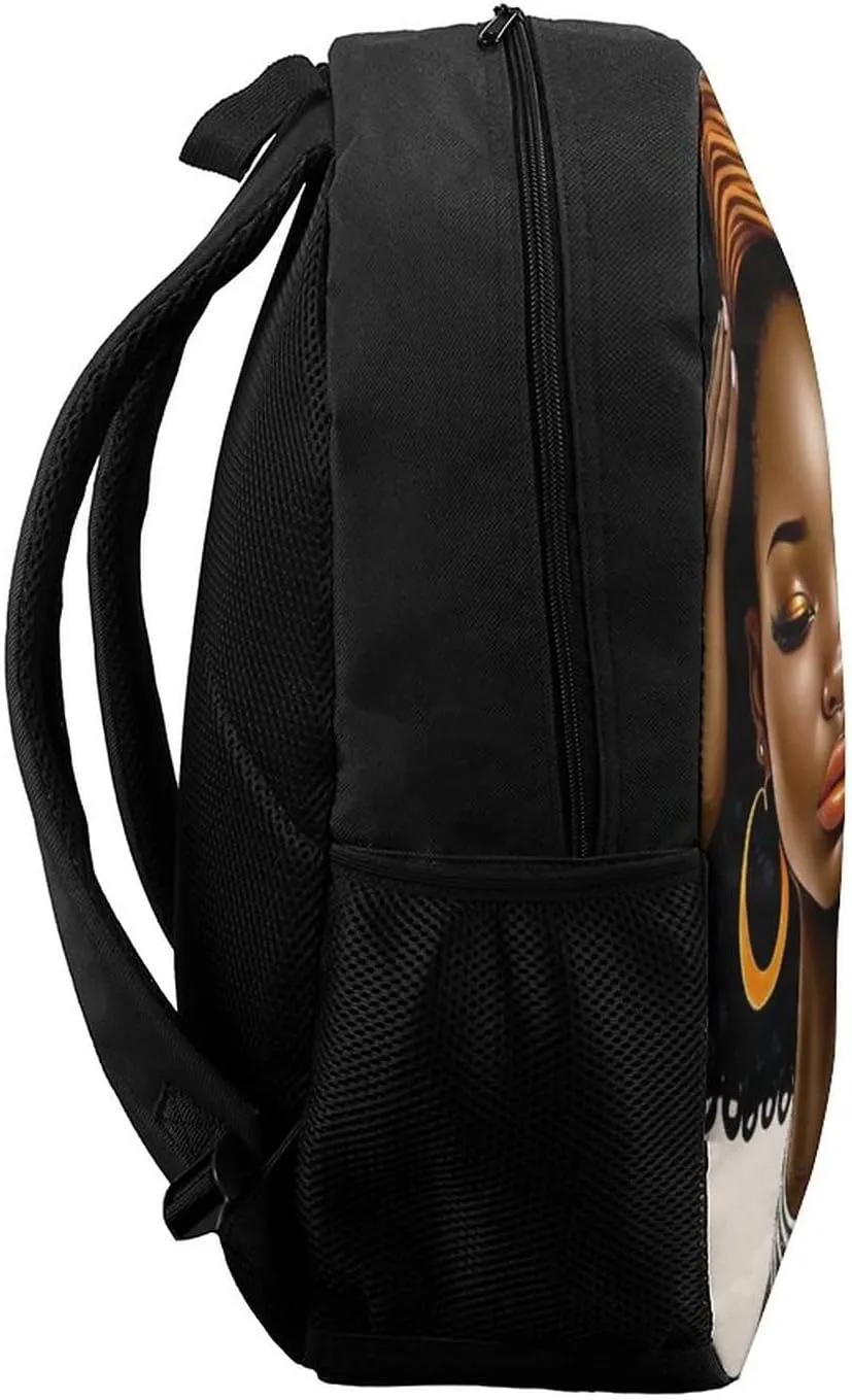 African Black Woman Backpack with Adjustable Straps, Suitable for Travel Picnics Activities