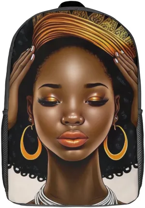 African Black Woman Backpack with Adjustable Straps, Suitable for Travel Picnics Activities