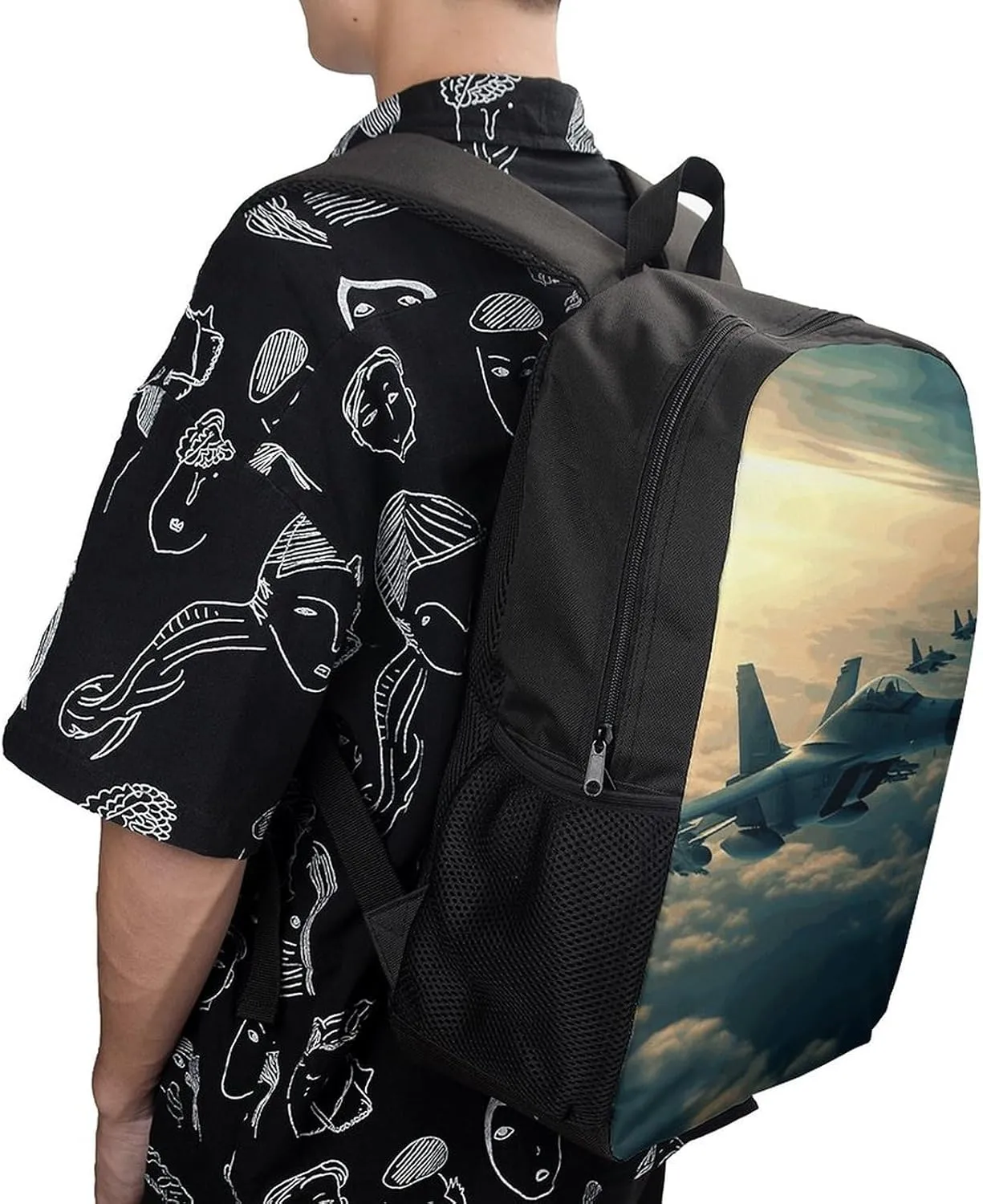 Aircraft Fighter Jets Backpack, Laptop Backpack for Men, 17 Inch Travel Hiking Daypack, Casual Backpack