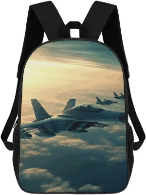 Aircraft Fighter Jets Backpack, Laptop Backpack for Men, 17 Inch Travel Hiking Daypack, Casual Backpack