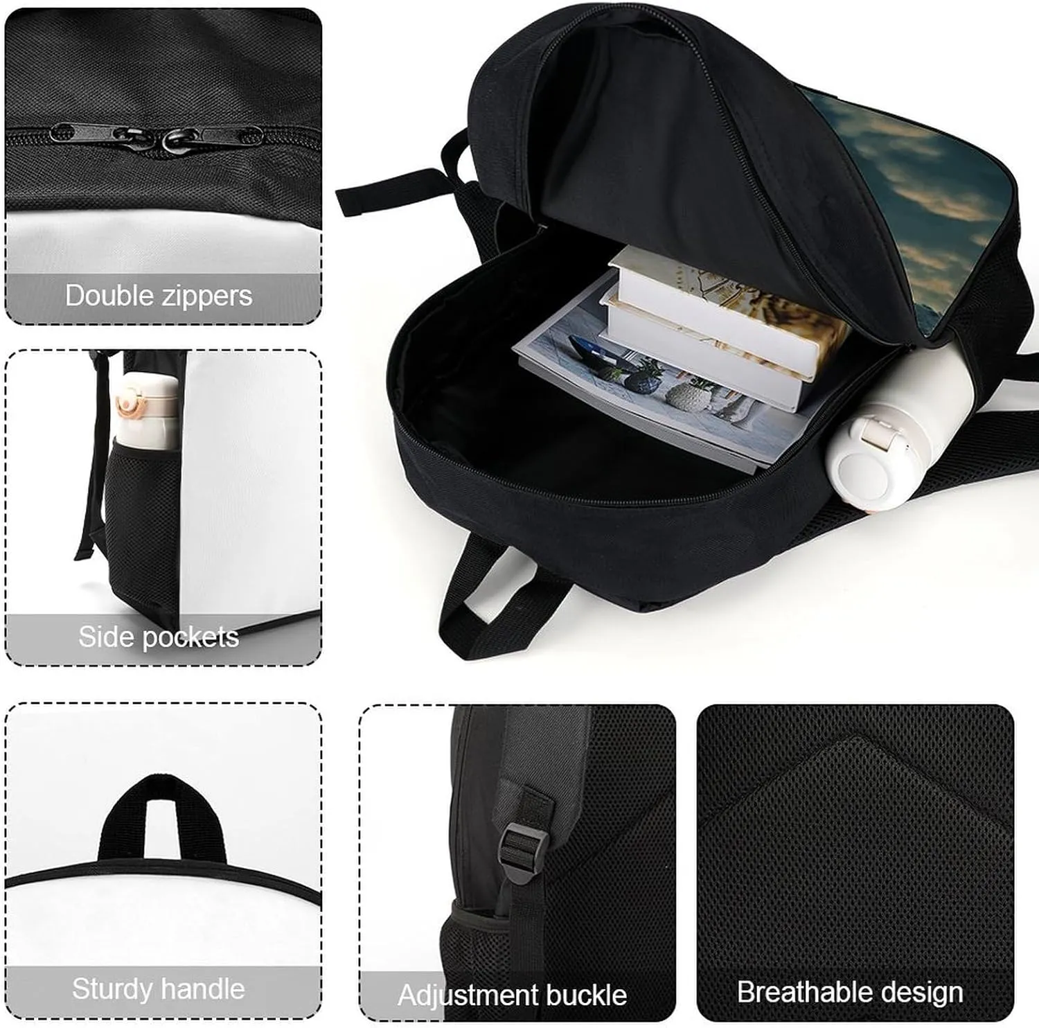 Aircraft Fighter Jets Backpack, Laptop Backpack for Men, 17 Inch Travel Hiking Daypack, Casual Backpack