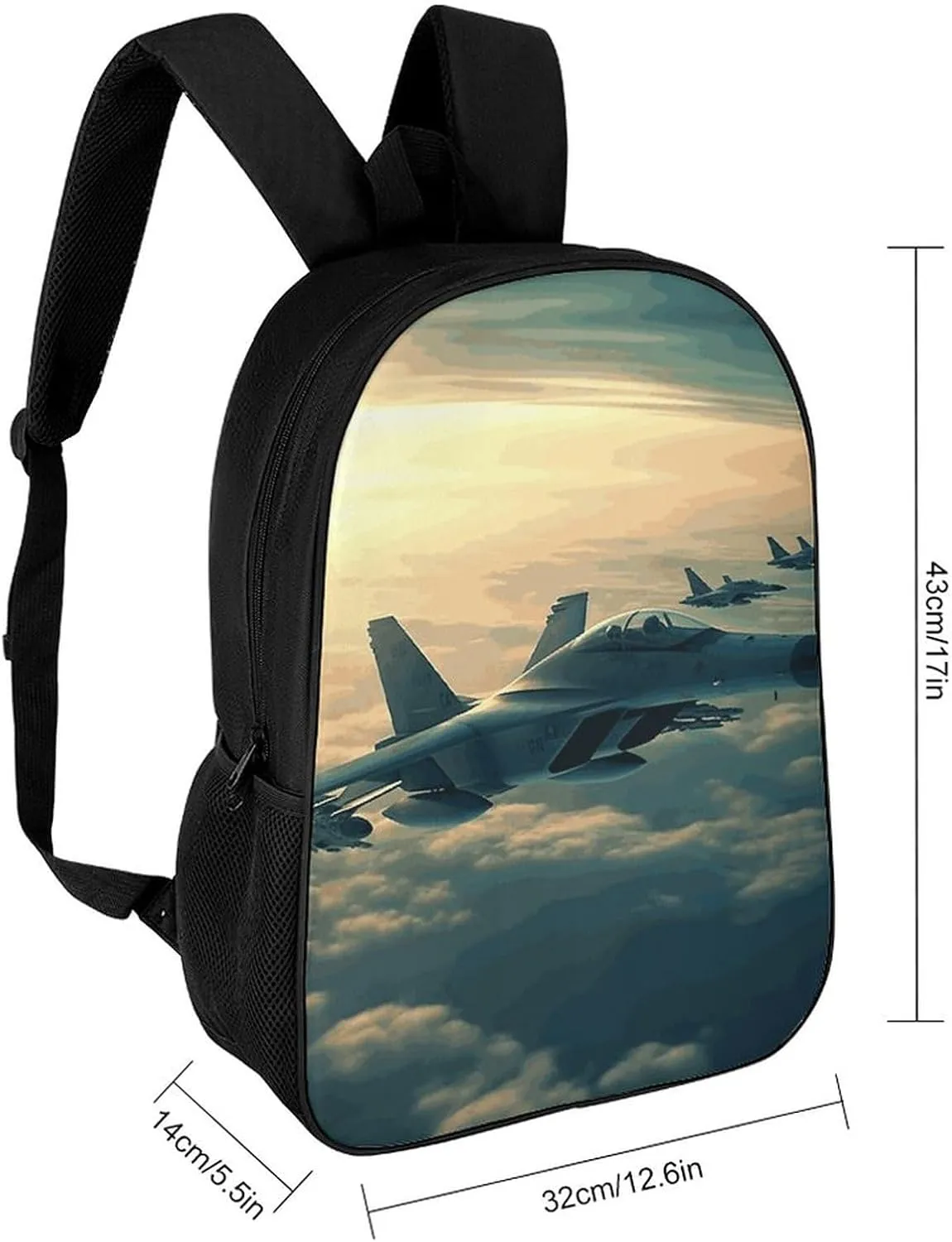 Aircraft Fighter Jets Backpack, Laptop Backpack for Men, 17 Inch Travel Hiking Daypack, Casual Backpack