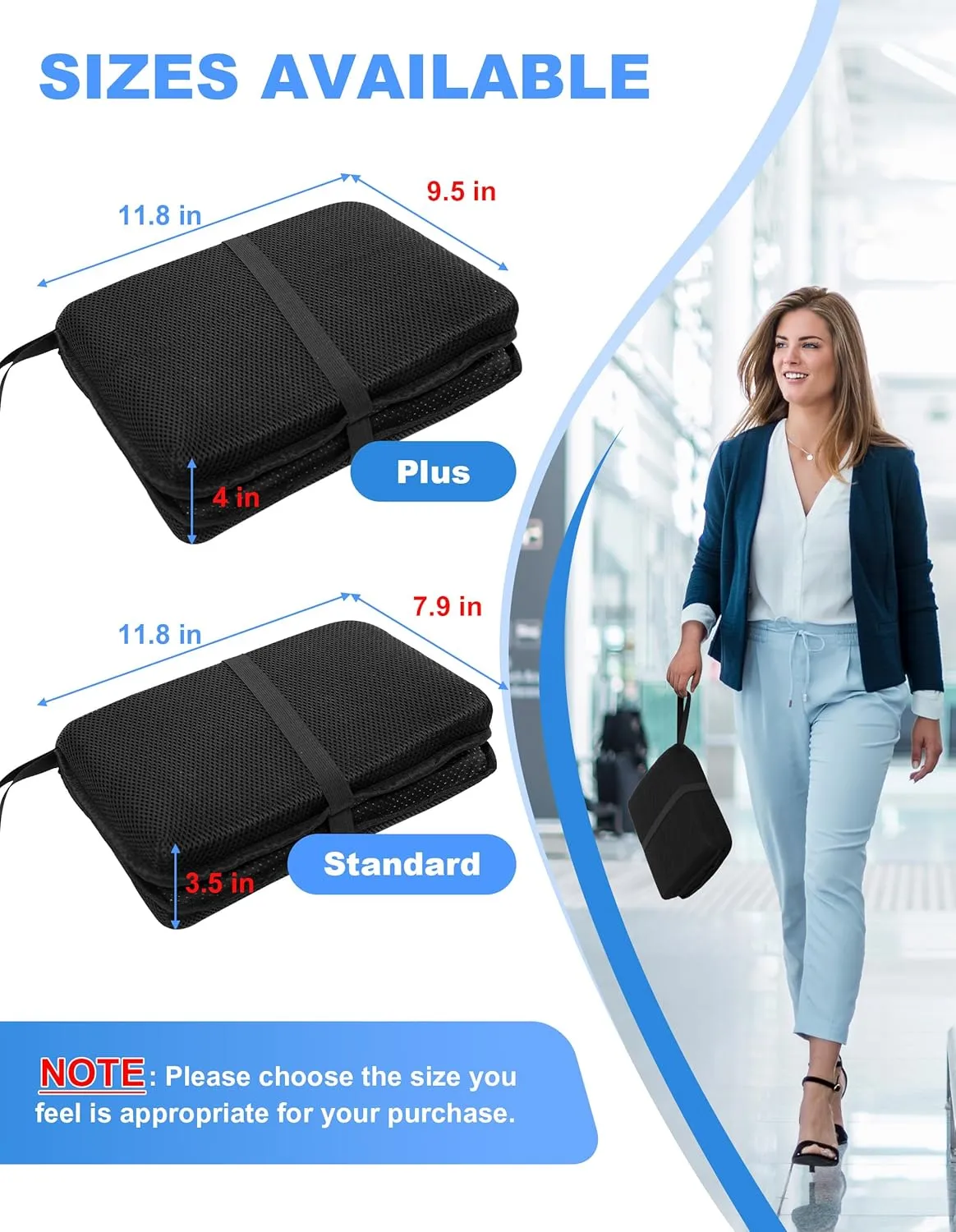 Airplane Seat Cushion Portable Travel Cushion for Comfort Foldable Stadium Pad with Breathable Fabric Seat Pad Perfect for Long Flights, Office, Bleacher, Camping