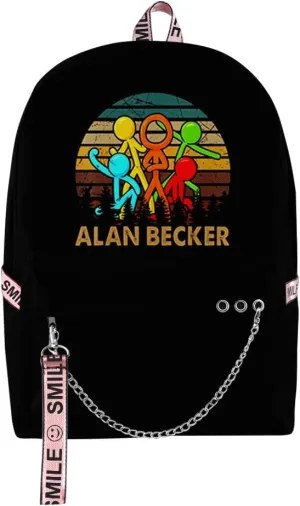 Alan Becker Backpack Merch Women Men Multipurpose Bag Three Piece Travel Backpack Casual Daypack (Black-Backpack)