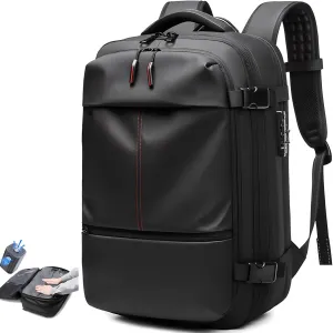 Alepeak Vacuum Backpack with Anti Theft Lock,Air Vacuum Backpack Travel,Transactione Backpack,60L Expandable Air Vacuum Backpack for Travel with Pump for Compression (Black,with Air Pump)