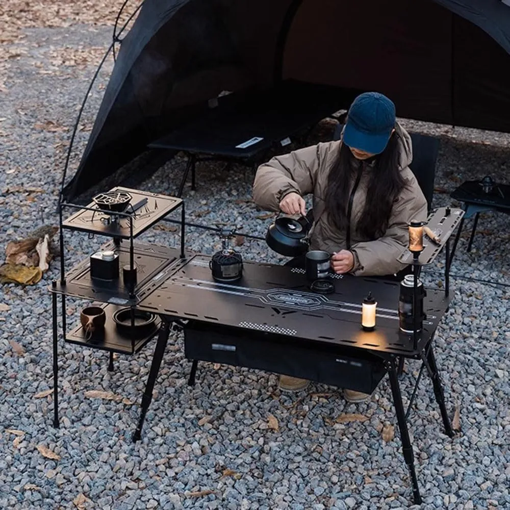 All Terrain Folding Table Portable Adjustable Aluminum Table Outdoor Camping Table Fireplace Coffee Table Picnic Table Suitable for Outdoor Camping Picnic BBQ Beach