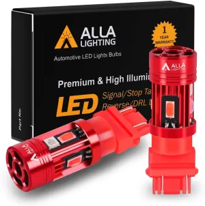Alla Lighting T25 3156 3157 LED Bulbs Red Turn Signal Lights, 3057 4057 3057KX 3157KX 4057KX 3457 4157 CAN Bus Error Free 12V