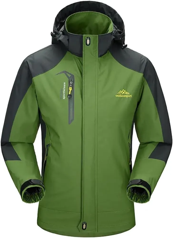 Alloaone Men Waterproof Hiking Jacket Suit Thin Fleece Jacket And Quick-Drying Pants Outdoor Trekking Camp Coat Set