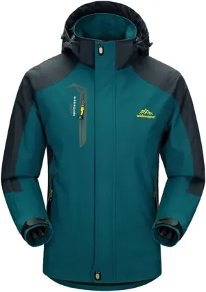 Alloaone Men Waterproof Hiking Jacket Suit Thin Fleece Jacket And Quick-Drying Pants Outdoor Trekking Camp Coat Set